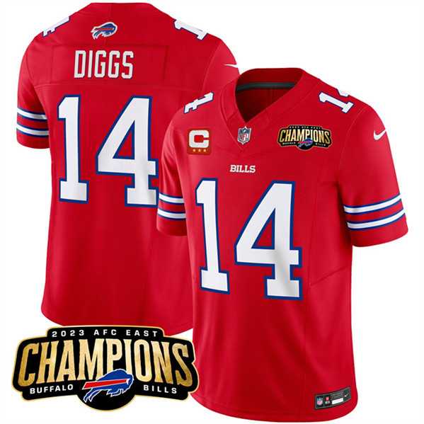 Men & Women & Youth Buffalo Bills #14 Stefon Diggs Red 2023 F.U.S.E. AFC East Champions With 3-star C Ptach Stitched Jersey,We sell and wholesale Men & Women & Youth Buffalo Bills #14 Stefon Diggs Red 2023 F.U.S.E. AFC East Champions With 3-star C Ptach Stitched Jersey on line form chian!